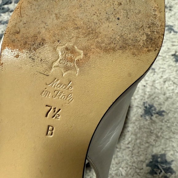 Vintage Sergio Casciani White Leather Slingback Block Pumps Women’s  Size 7 1/2 - Picture 8 of 8